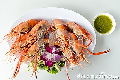 Red shrimp grilled Stock Photo