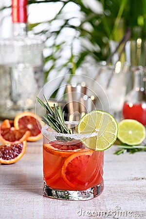 Red Sicilian Orange Paloma Cocktail Stock Photo