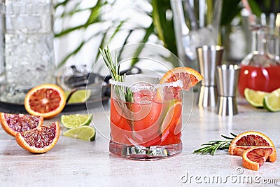 Red Sicilian Orange Paloma Cocktail Stock Photo