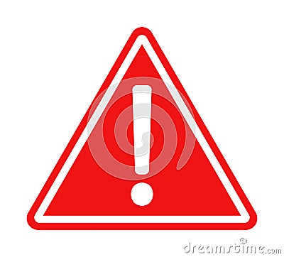 Red sign exclamation mark warning icon vector illustration Vector Illustration