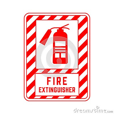 Red sign fire extinguisher for public places Vector Illustration