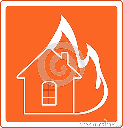 Red sign house fire Vector Illustration