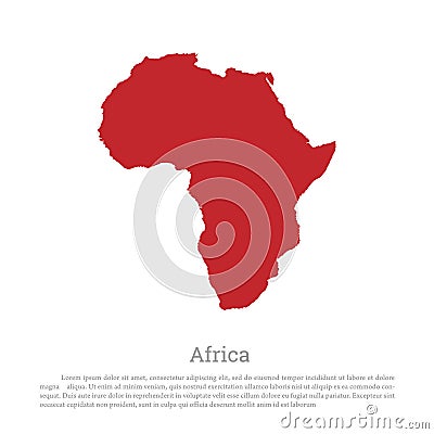 Red silhouette of continent Africa on a white background. Detailed map Vector Illustration