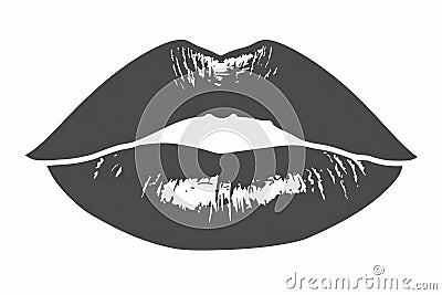 Red Silhouette of kissing lips transparent on background Stock Photo