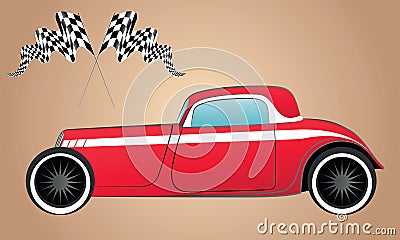 Red silhouette racing and hot rod retro car Vector Illustration