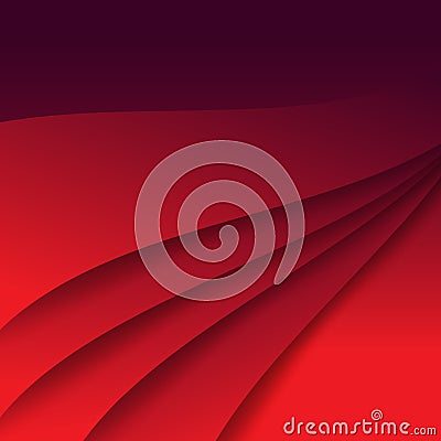 Red silk texture, smooth curve lines abstract background vector Vector Illustration