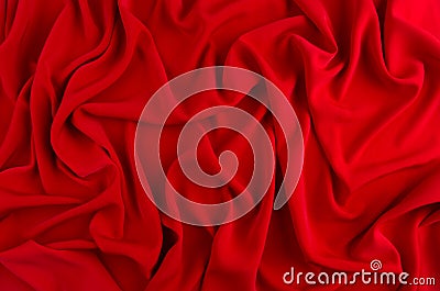 Red silk wavy background. Passion backdrop for Valentines day. Stock Photo