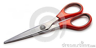 Red and Silver Scissors on a White Background A Sharp and Simple Tool for Precision Cutting Stock Photo