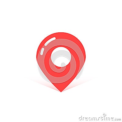 Red simple map pin with shadow Vector Illustration