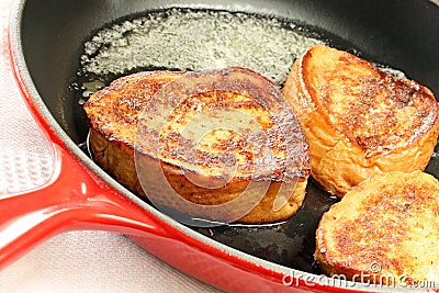 Red Skillet French Toast Stock Photo