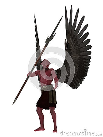 Red skinned winged demon Stock Photo