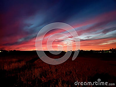 Red sky during sunset Hampton NH Stock Photo