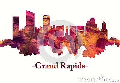 Grand Rapids Michigan skyline in red Stock Photo