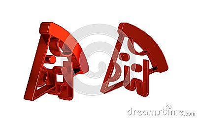 Red Slice of pizza icon isolated on transparent background. Fast food menu. Stock Photo