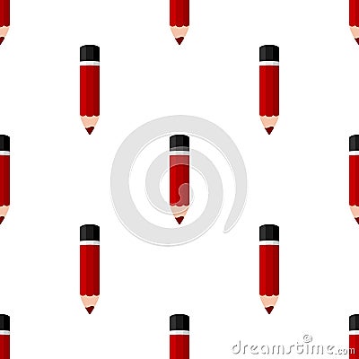 Red Small Pencil Flat Icon Seamless Pattern Vector Illustration