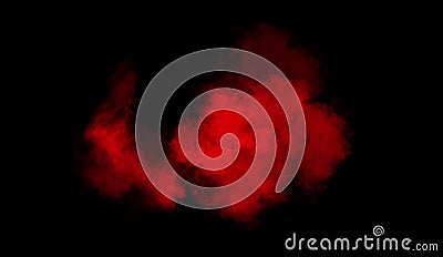 Red smoke on isolated black background . Design texture overlays element Stock Photo