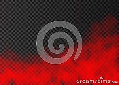 Red smoke isolated on transparent background Vector Illustration