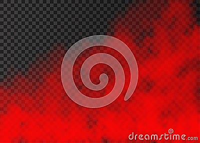 Red smoke isolated on transparent background Vector Illustration