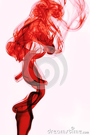 Red Smoke on White Background Stock Photo