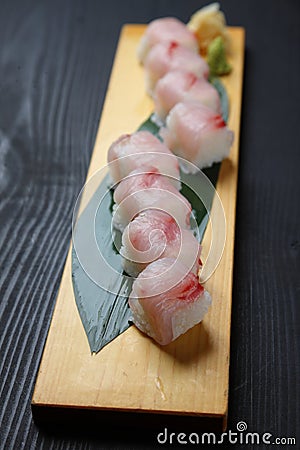 Red snapper pressed sushi Stock Photo