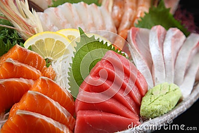 Red Snapper Sashimi Combo Plate Stock Photo