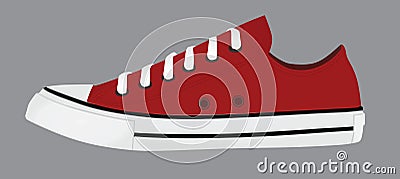 Red sneaker shoe, side view Vector Illustration