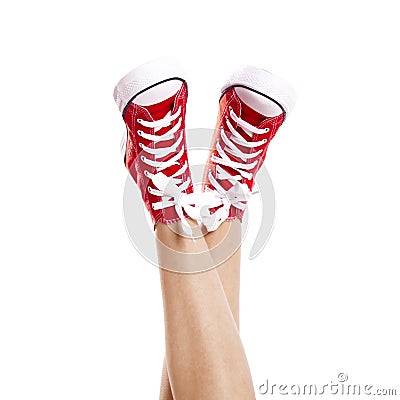 Red sneakers Stock Photo