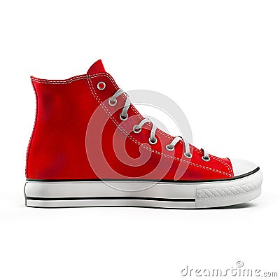 Red sneakers isolated on white background Stock Photo