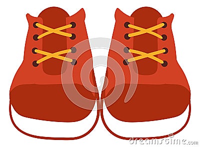 Red sneakers pair. Cute cartoon kid shoes Vector Illustration