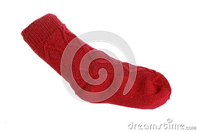 Red sock on white Stock Photo