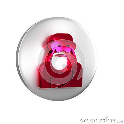 Red Socrates icon isolated on transparent background. Sokrat ancient greek Athenes ancient philosophy. Silver circle Stock Photo