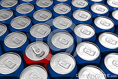 Red soda can standing out Stock Photo