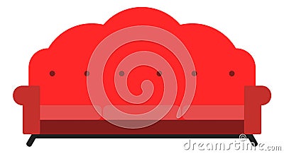 Red sofa icon. Cozy home furniture. Relax symbol Vector Illustration