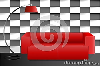 Red sofa Vector Illustration