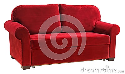 Red sofa isolated on white background. Cushioned furniture Stock Photo