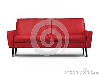 red sofa with pillows isolated on white Stock Photo