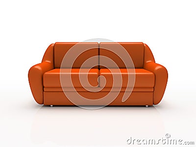 Red sofa on white background insulated Stock Photo