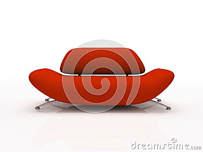 Red sofa on white background insulated Stock Photo