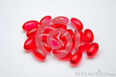 Red soft Capsules Stock Photo