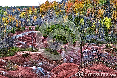The red soil of the Cheltenham Badlands located in Caledon, Ontario, Canada Stock Photo