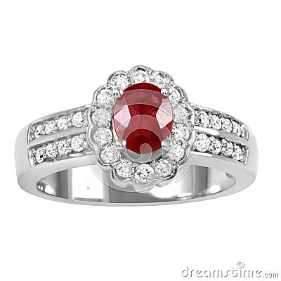 Red Solitaire Diamond Ring Stock Photo