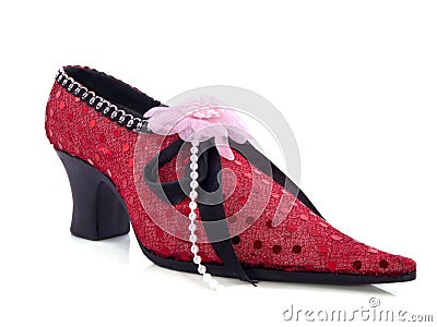 Red speckles shoe Stock Photo