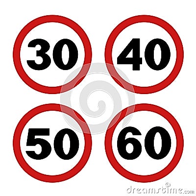 Red Speed Limit Signs. Cartoon Vector CartoonDealer #341045045