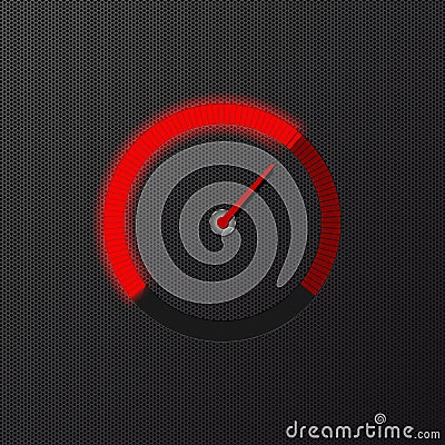 Red speedometer on carbon background Vector Illustration
