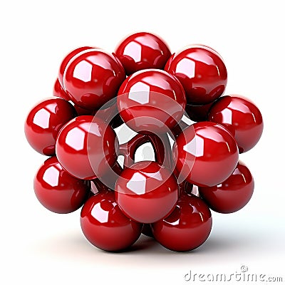 Red Spheres In Dynamic Structures: Cranberrycore Algorithmic Art Stock Photo
