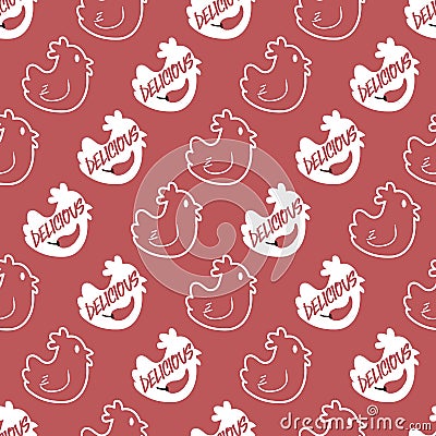 Red Spicy Chicken Meal Vector Graphic Art Seamless Pattern Vector Illustration