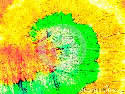 Red Spiral Shibori Pattern. Pink Swirl Watercolor Drawing. Purple Acrylic Graphic. Orange Brush Paint Green Grungy Paint.Yellow Mo Stock Photo