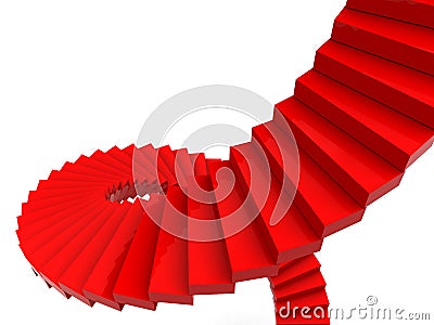 Red spiral stairs Cartoon Illustration