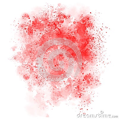 Red splash on a white background. Texture. Watercolor abstraction. Vector Illustration