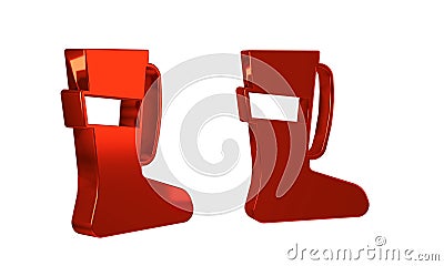 Red Sport boxing shoes icon isolated on transparent background. Wrestling shoes. Stock Photo